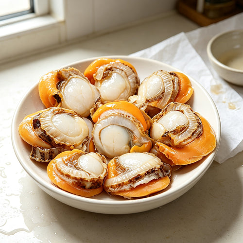 Fresh Half-Shell Scallops With Roe